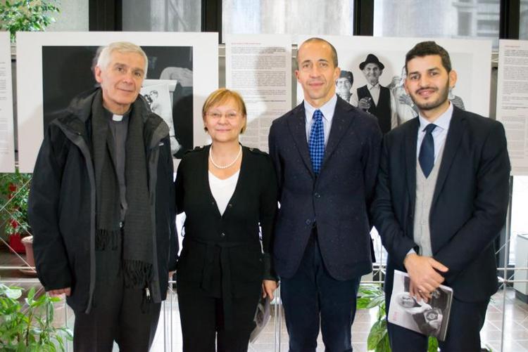 Da sinistra: Monsignore Stefano Ottani, Simonetta Saliera, Daniele De Paz,  Yassine Lafram. 