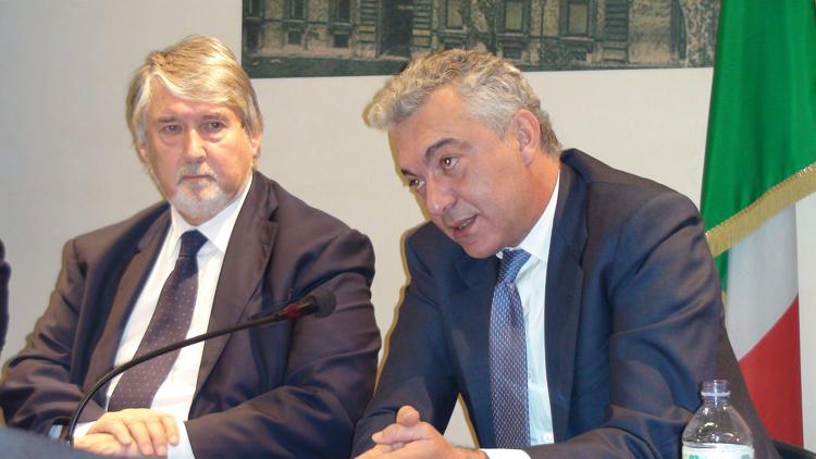 Il ministro del Lavoro Giuliano  Poletti e l'ad Invitalia Domenico Arcuri