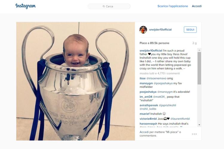 Fermo immagine dal video pubblicato da Sneijder sul suo account Instagram
