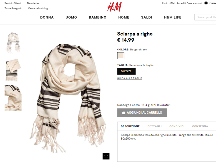 Grane sul web per H&M, sotto accusa sciarpa che ricorda un tallit