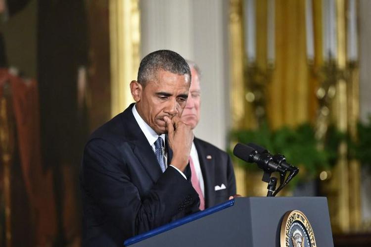 Barack Obama in lacrime (foto Afp) AFP  - AFP