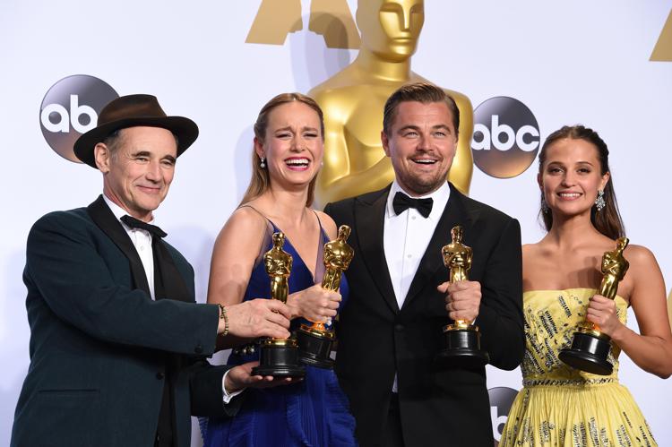 Mark Rylance, Brie Larson, Leonardo DiCaprio e Alicia Vikander (Afp) - AFP