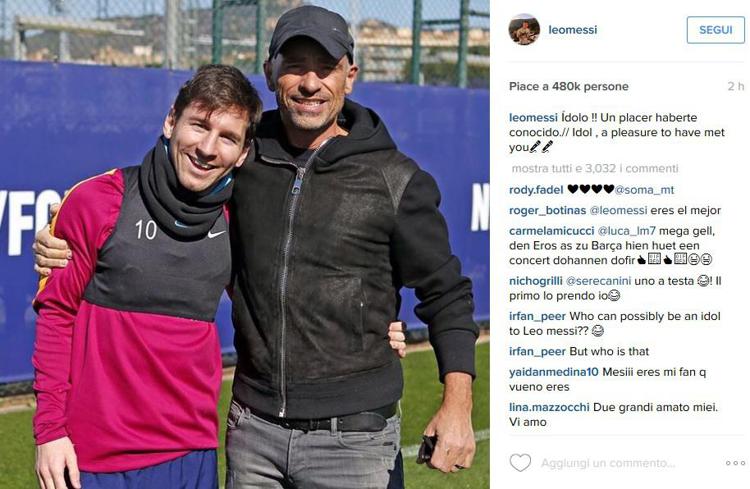 Leo Messi e Eros Ramazzotti (fonte Instagram /Leo Messi)