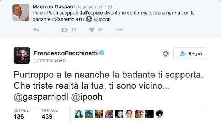 Gasparri contro i Pooh su Twitter, è scontro con Facchinetti jr