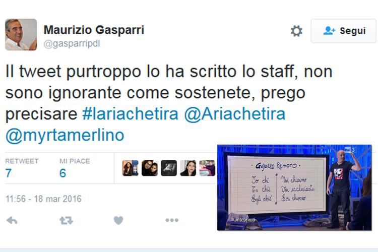 'Chiesimo', Gasparri su Twitter: 