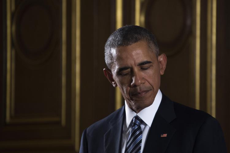 Barack Obama a Londra parla durante una conferenza stampa  (Foto Afp) - AFP