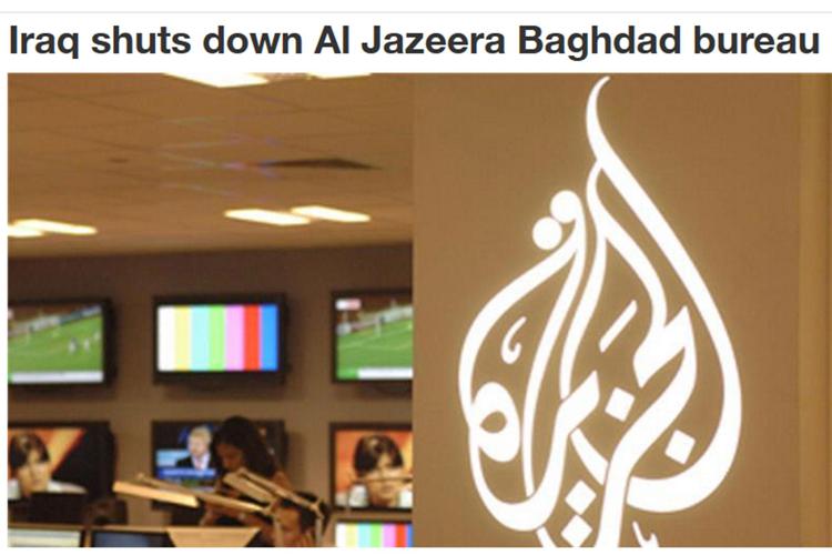 Iraq, governo chiude uffici al-Jazeera: 