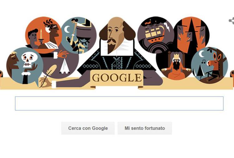 Google celebra Shakespeare con un doodle dedicato alle sue opere