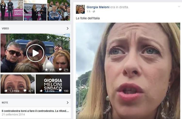Giorgia Meloni nel video pubblicato Facebook