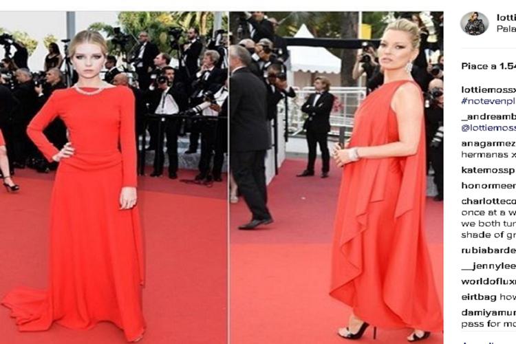Lottie e Kate Moss sul tappeto rosso a Cannes (foto da Instagram)
