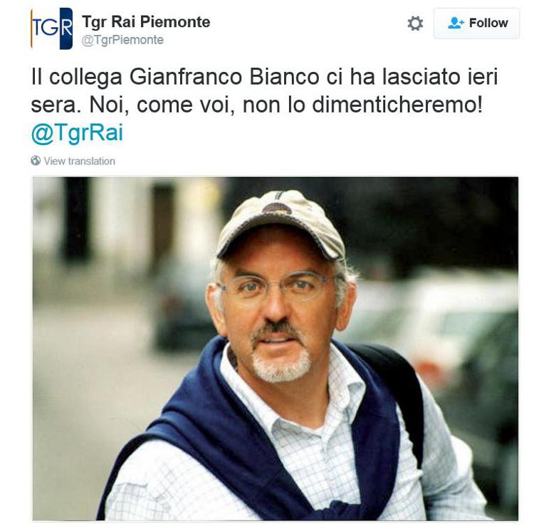 Addio a Gianfranco Bianco, volto del Tg3 Piemonte