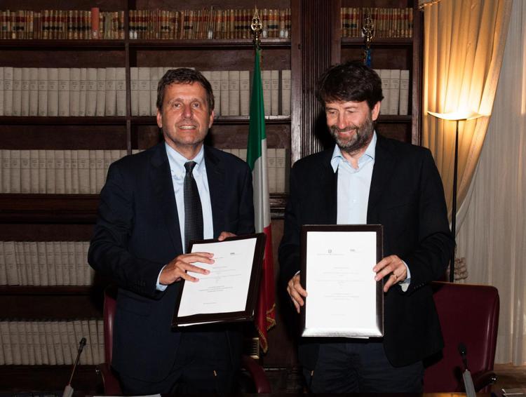 Il ministro dei Beni culturali e del Turismo, Dario Franceschini, e Federico Testa,   presidente Enea