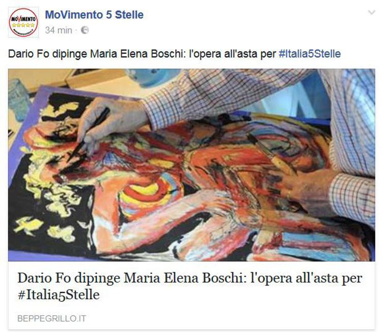 Dario Fo dipinge Boschi, quadro all'asta per finanziare M5S