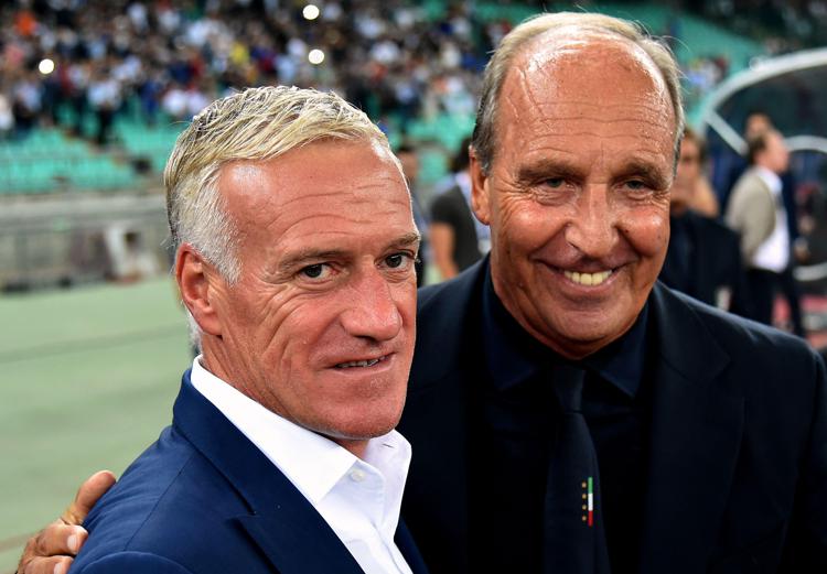Il ct dell'Italia Giampiero Ventura con l'allenatore della Francia Didier Deschamps  - AFP