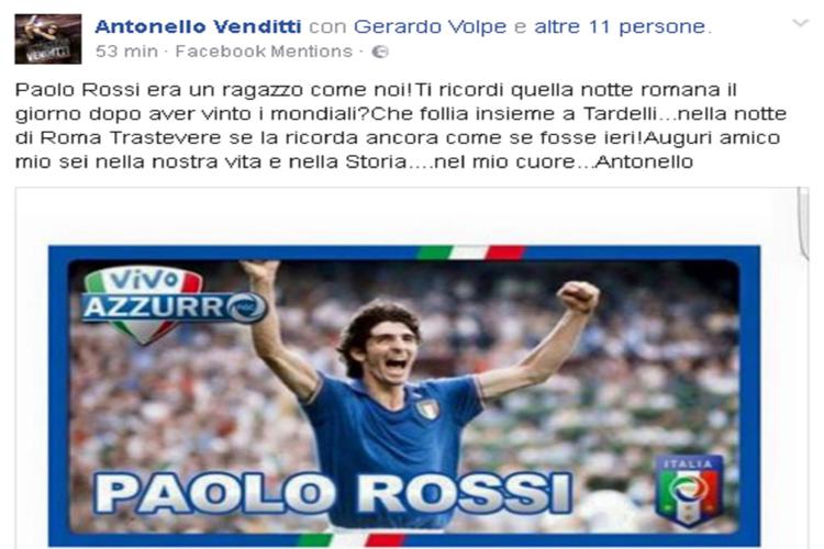 (post Facebook Antonello Venditti)