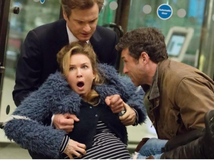 Renée Zellweger, Colin Firth e Patrick Dempsey in una scena di 'Bridget Jones's Baby'