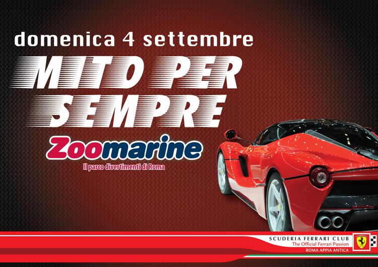 Roma: Zoomarine rosso fiammante con raduno Ferrari