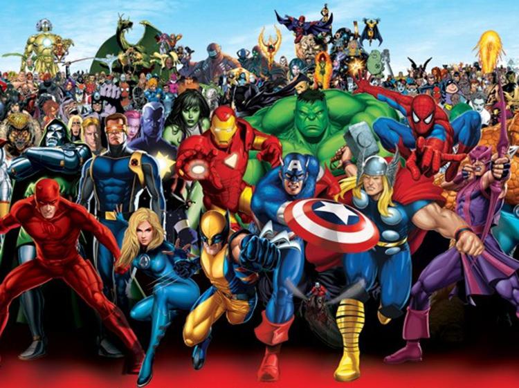 Alcuni dei più noti  supereroi della Marvel