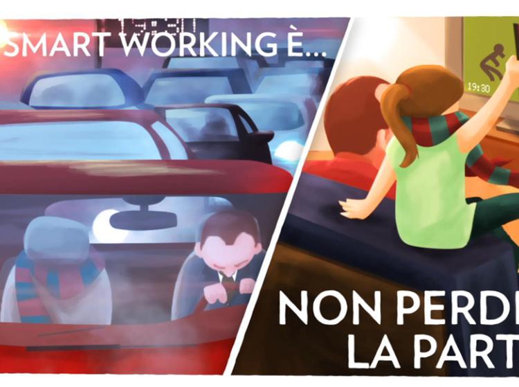 Vignetta sullo smart working di Mn Italia