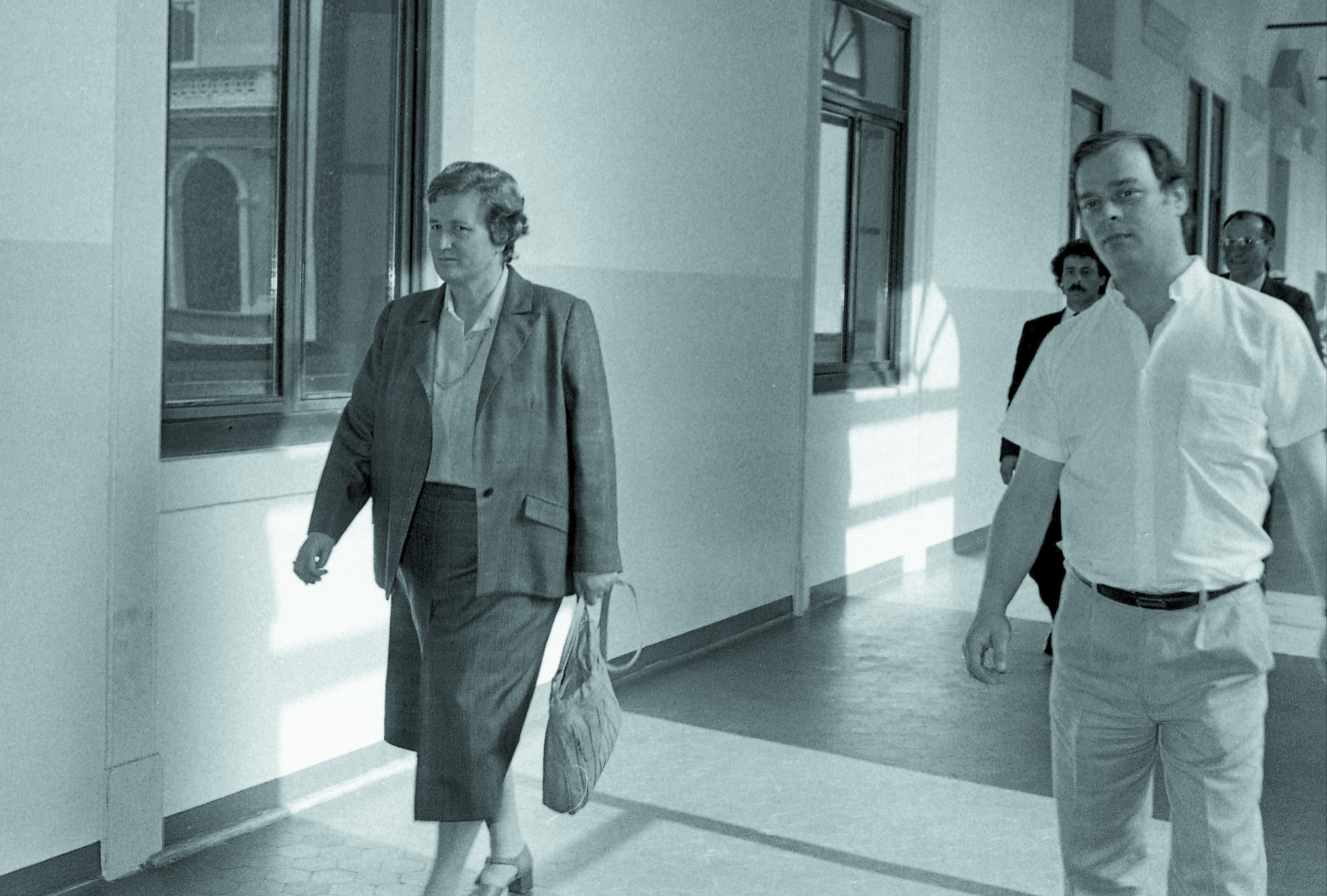 Tina Anselmi in visita all' ospedale di Padova dove è ricoverato Enrico Berlinguer (Fotogramma)