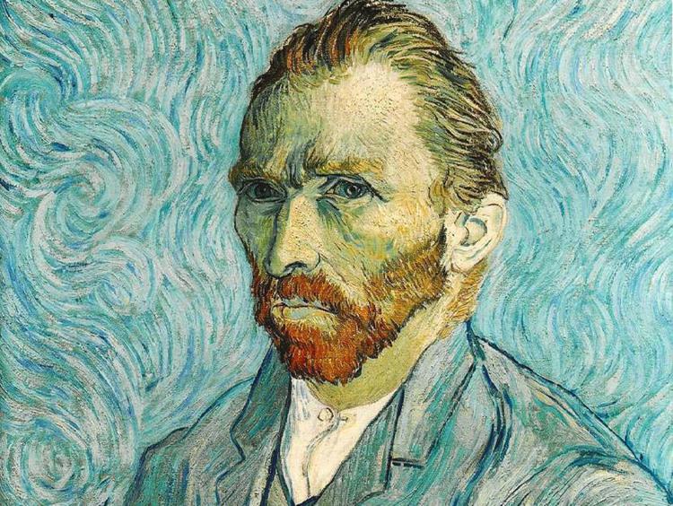 Vincent Van Gogh, autoritratto  (olio su tela, 1889, 65x54 centimetri, Museo d'Orsay a Parigi), particolare.