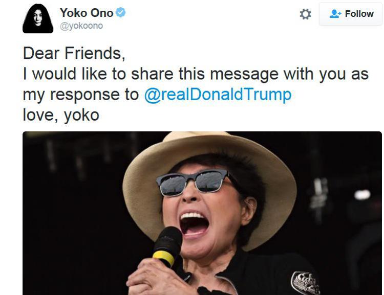 Trump presidente, la reazione da urlo di Yoko Ono /Video