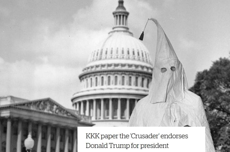Endorsement per Trump dal giornale ufficiale del Ku Klux Klan