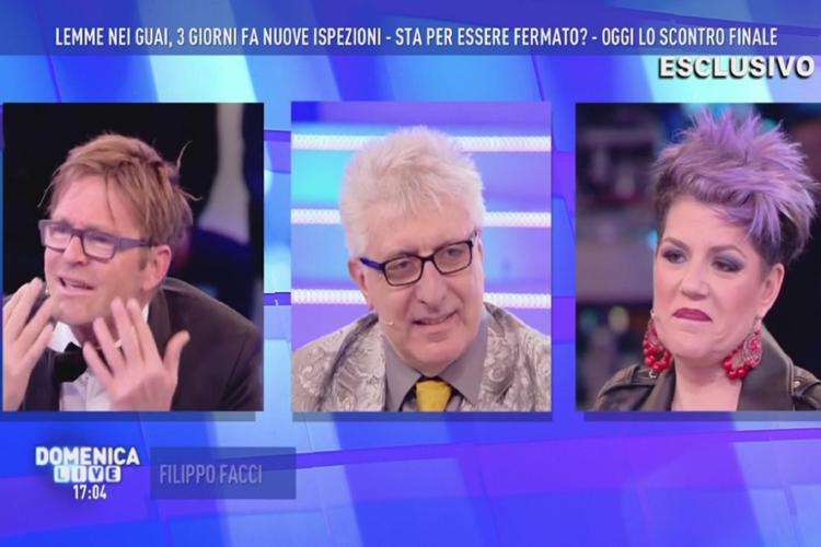 Filippo Facci, Alberico Lemme e Manuela Villa a 'Domenica Live' (fermo immagine dal video)