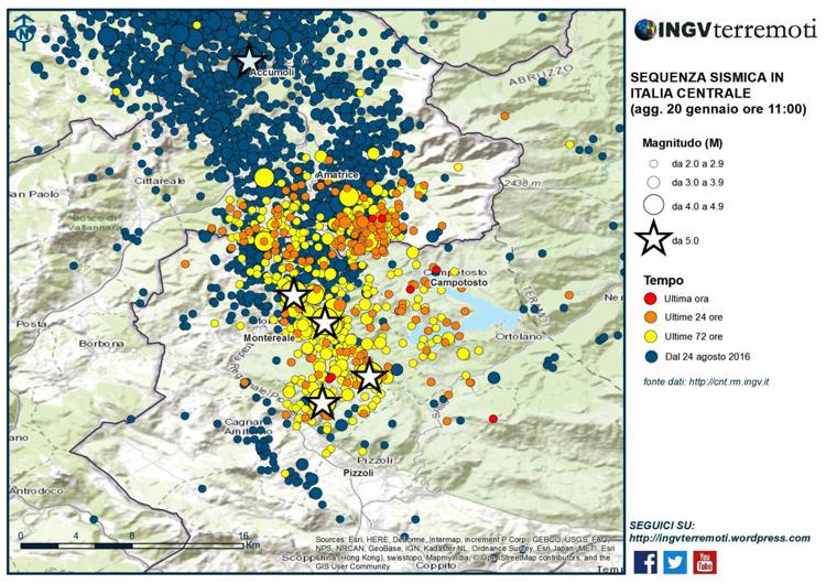 Sequenza sismica in Italia centrale ad oggi (dati e foto INGV) 