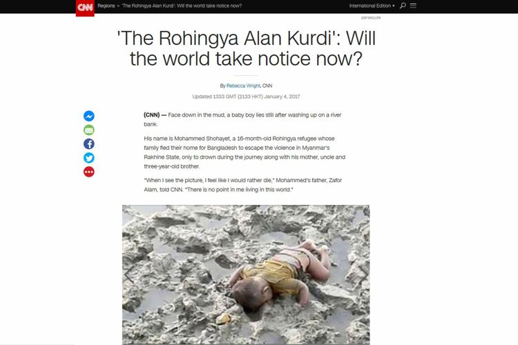 La foto del corpicino del piccolo Mohammed sul sito della CNN