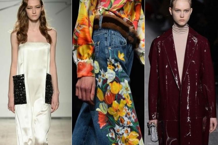 La tuta bianca, come quella di Genny, i jeans a fiori (Blumarine) e il cappotto in vinile (Valentino), tra i must-have da acquistare con i saldi (foto Afp) - AFP
