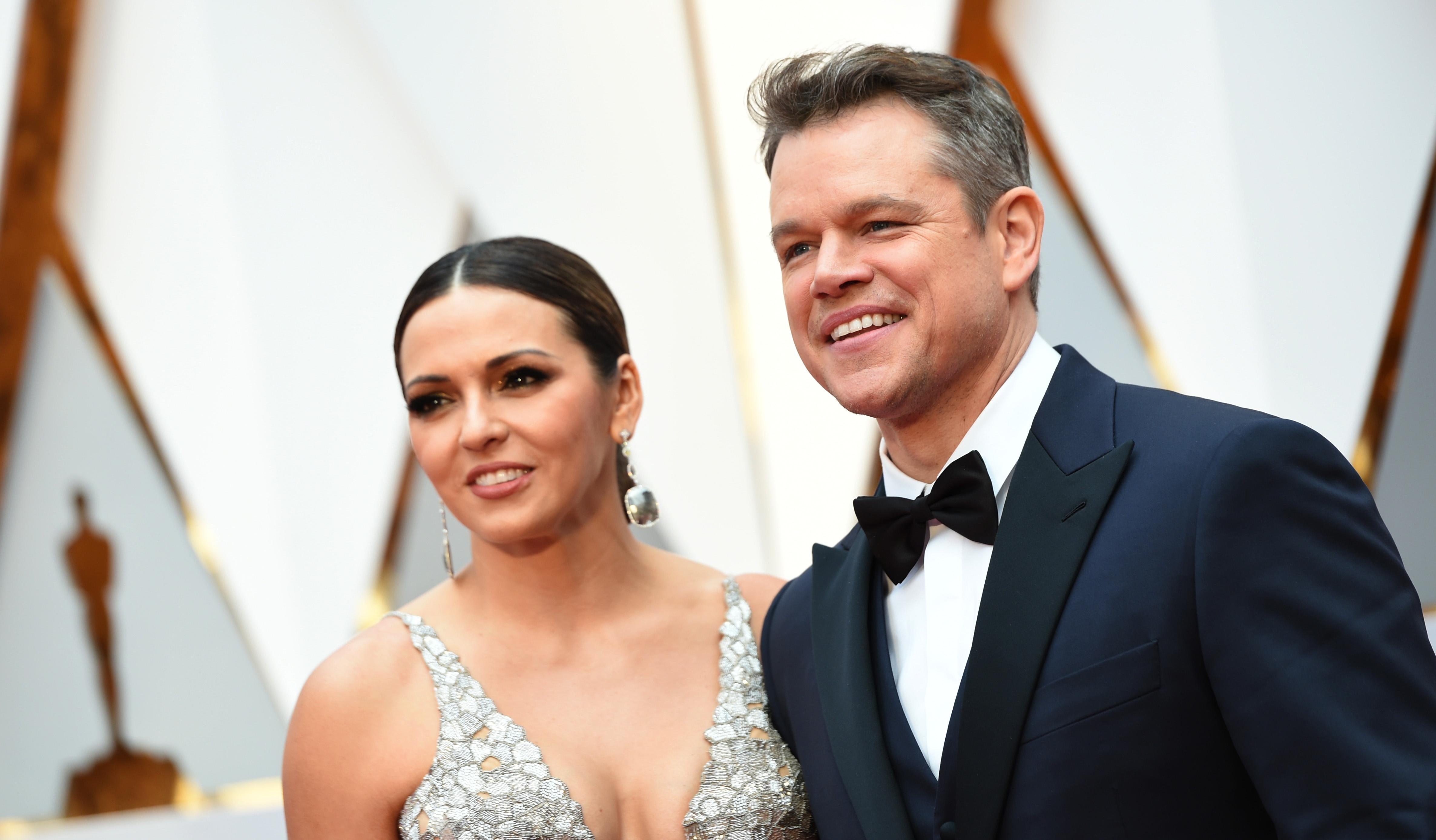 Matt Damon e la moglie Luciana Barroso (Afp)