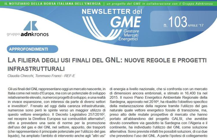 Energia: e' online nuovo numero newsletter Gme
