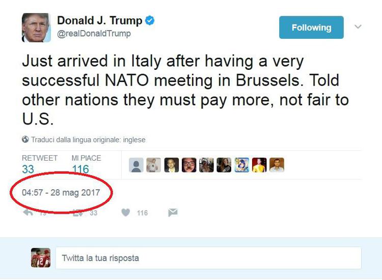 Trump torna in Usa ma sbaglia tweet: 