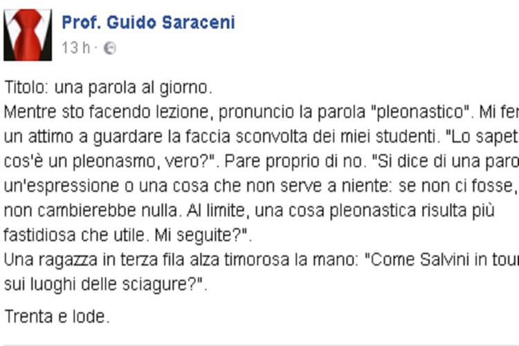 (post Facebook 'Prof. Guido Saraceni')