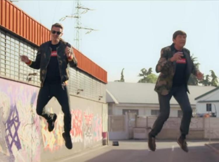 da una scena del video di 'Volare' con Rovazzi e Morandi 