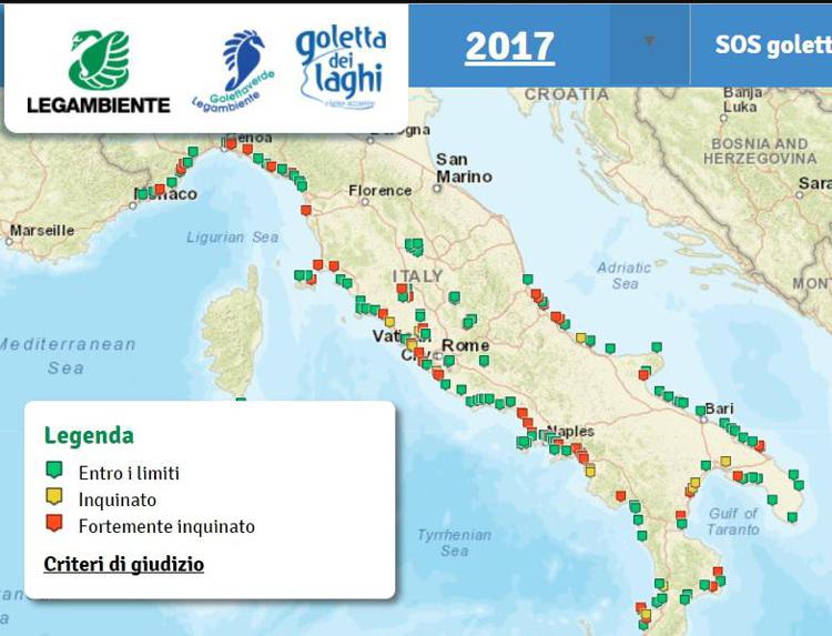 Abruzzo: Goletta Verde, lungo le coste 5 punti fortemente inquinati su 8