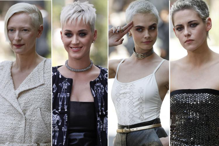 Tilda Swinton, Katy Perry, Cara Delevingne e Kristen Stewart tutte con look supercorto ossigenato alla sfilata di Chanel Haute Couture (Afp) - AFP
