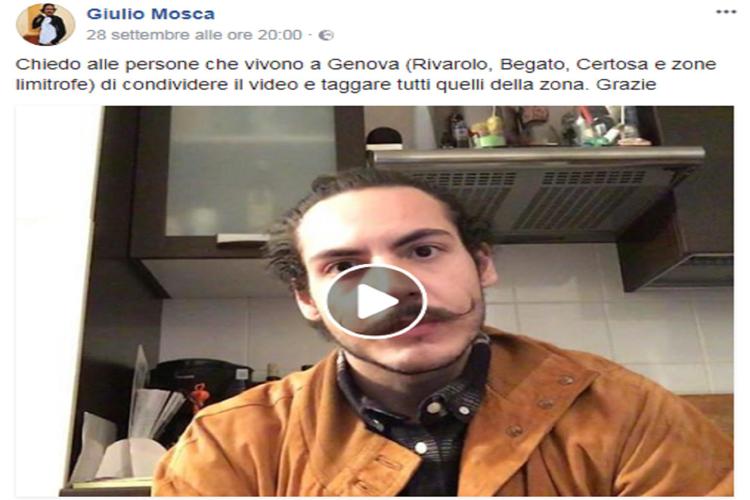 (Fermo immagine video Facebook Giulio Mosca)