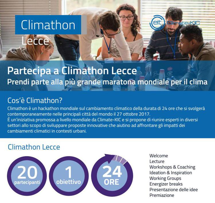 Clima: Lecce partecipa al Climathon, l'iniziativa mondiale