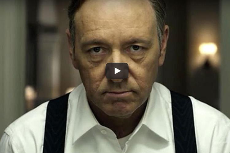 Kevin Spacey-Frank Underwood in 'House of Cards' (fermo immagine da YouTube)