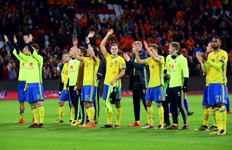 I giocatori della Svezia contro l'Olanda  - AFP