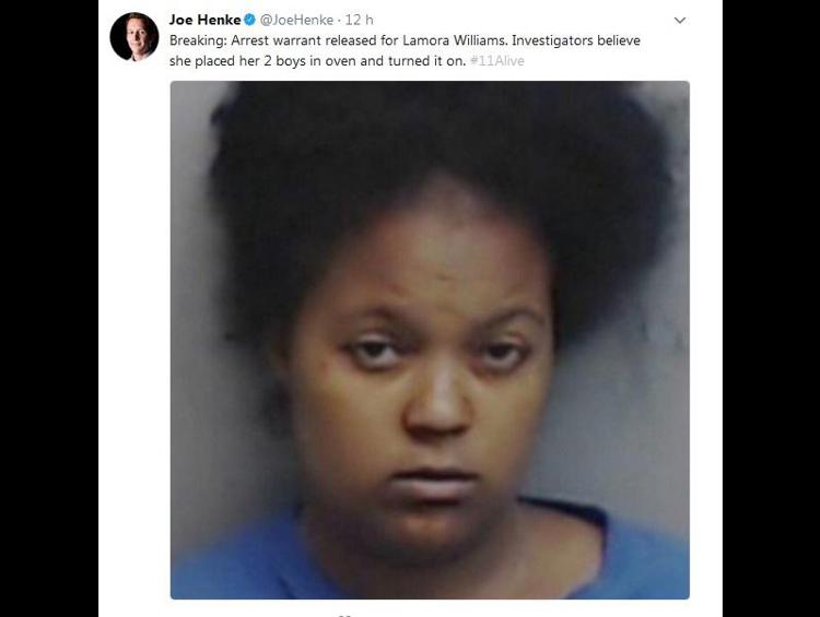 Lamora Williams, la donna che avrebbe ucciso i figli di uno e due anni cuocendoli nel forno (Twitter /Joe Henke)