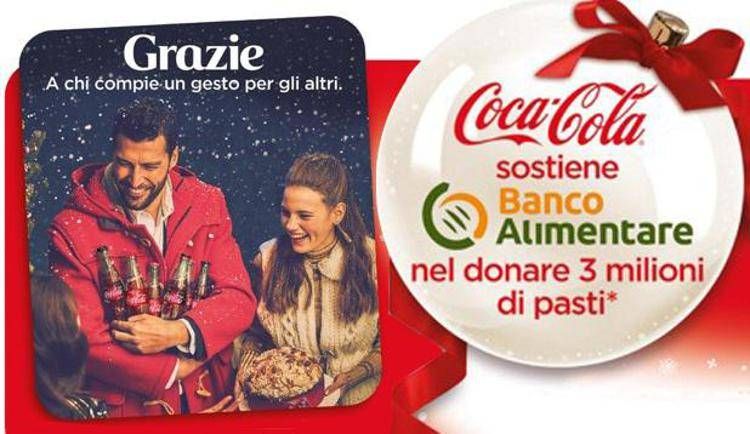 Natale: Coca-Cola e Banco Alimentare donano 3 milioni di pasti