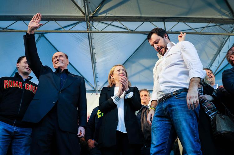 Silvio Berlusconi, Giorgia Meloni e Matteo Salvini (Fotogramma) - FOTOGRAMMA