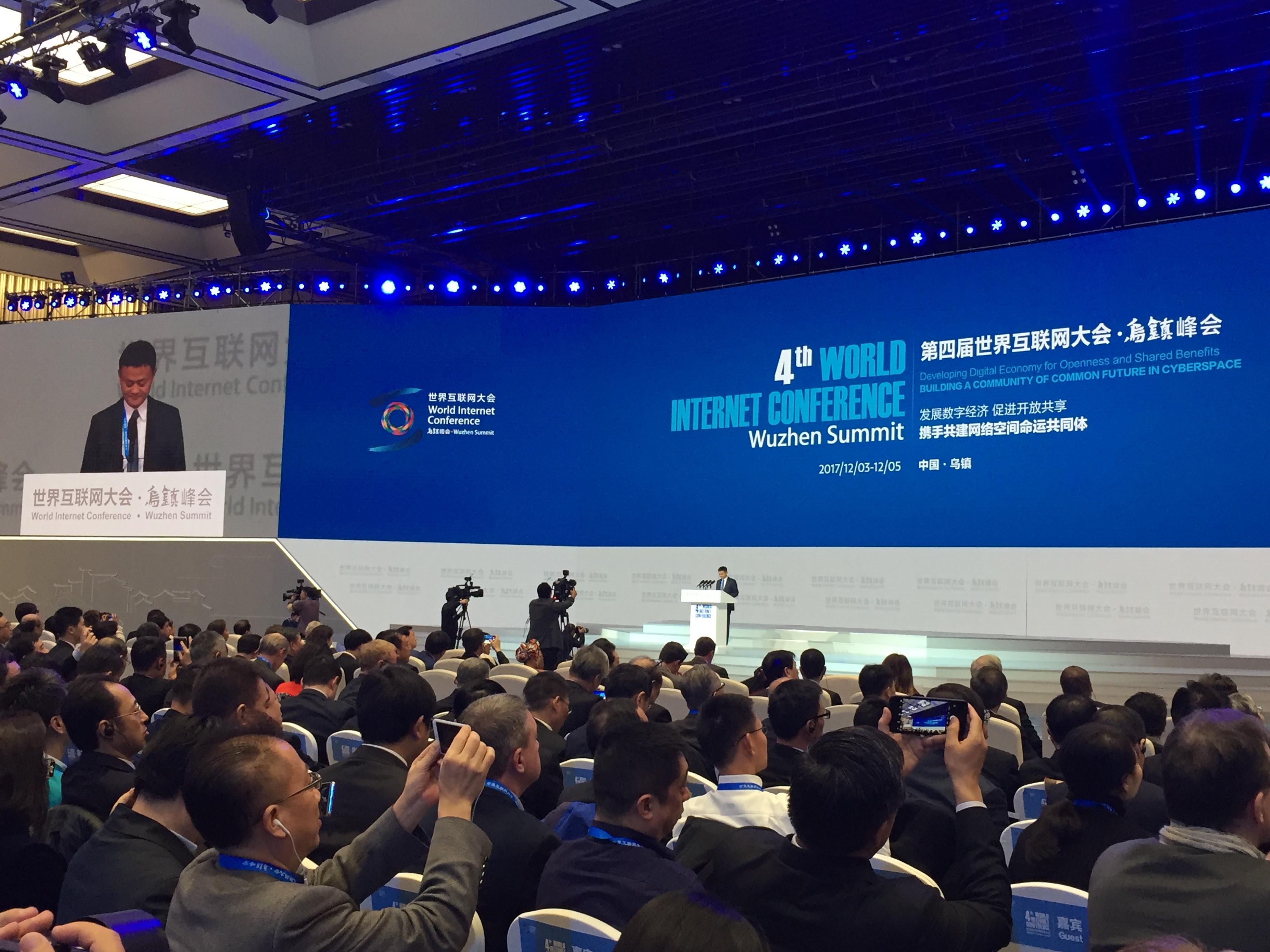 Jack Ma, CEO e fondatore di Alibaba, relatore alla World Internet Conference (foto AdnKronos)
