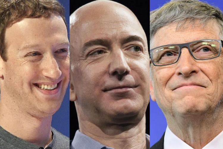 Mark Zuckerberg, Jeff Bezos e Bill Gates (Afp) - AFP