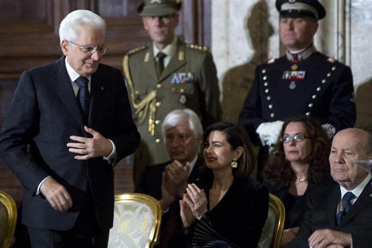 Il presidente Mattarella alla cerimonia per lo scambio di auguri con le alte cariche istituzionali (foto Quirinale)