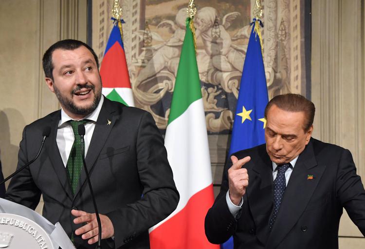 Matteo Salvini e Silvio Berlusconi (AFP PHOTO)