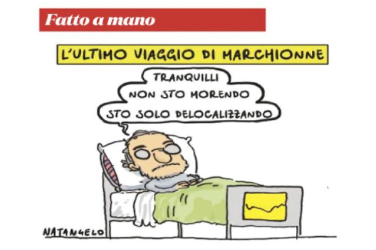 La vignetta di Mario Natangelo su Marchionne per il Fatto Quotidiano (credits: Il Fatto Quotidiano) 